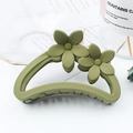 Matte olive green floral hair claw clip featuring large semicircular hollow design - Army Green