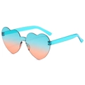 Rimless heart-shaped sunglasses with blue to orange gradient lenses and clear temples - Two-tone C17