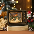 Vintage bronze TV Christmas snow globe with Santa sleigh scene and warm bokeh lights - Bronze Reindeer Sleigh (18.5*7*15cm 1330g)