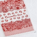 Adesivi per unghie in pizzo rosso romantico con motivi floreali e cuori KX016 - Stile Pizzo Rosso (KX016)