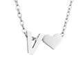 Collana d'argento con ciondolo a lettera V e cuore 3D in stile minimalista moderno - V-Acciaio
