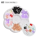 Nail art set met 3D-harsstrikjes en parels in een bloemblad opbergdoosje - Gekleurde 3D Strik Parel Mix (02)