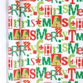 White Christmas kraft wrapping paper roll with colorful Merry Christmas text patterns - Christmas Lively Letters