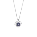 Collier lune et étoile en argent avec émail bleu et pierres de zircone brillantes - Collier Demi-Cercle Rotatif Lune En Émail Avec Zircone - Argent