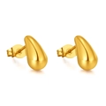 Boucles d'oreilles puces goutte d'eau en acier inoxydable doré poli avec fermoir papillon - Doré