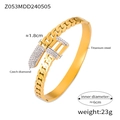 Bracciale a catena in acciaio al titanio dorato con pavé di cristalli e design geometrico - Design con Fibbia Geometrica con Pietre (Z053-Oro)