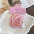 Pink candy color elastic hair ties set with cute bunny and duck charms for girls - Rabbit Style / 5 Pieces / Pink