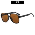 Lunettes de soleil rétro à double pont avec monture noire et verres dégradés marron - Monture Noir Brillant Verres Thé Foncé