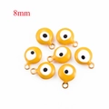 8mm Yellow evil eye charms in gold finish for DIY necklace and bracelet jewelry making - 8mm / Yellow