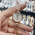 Rose gold chain bracelet watch for women with a minimalist round white dial - Rose Gold White Face