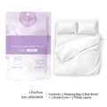 Disposable double travel bedding set in white includes sheet duvet cover and pillowcase - Double Sleeping Bag / White