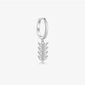 Orecchini pendenti in argento S925 con pendente a foglia in zircone bianco lucido - Argento 925 / Argento-Strass Bianchi
