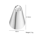Star-shaped stainless steel piping tip nozzle for cake decorating, 31.6mm height - Design No.24