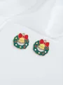 Detail of Christmas wreath enamel charms with red bows for DIY jewelry making - Christmas Wreath (16)