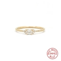 Detail of 925 sterling silver gold ring with oval zircon and side stones for women - US 6 / Oval White Zirconia Gold Style (Style 3)