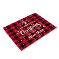 Red buffalo plaid Christmas placemat with white Merry Christmas text and reindeer motifs - Red Black Plaid We Wish V2