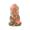 Natural crystal Buddha statue carving with pink and green stone textures for home decor - Unakite