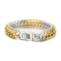 Two-tone gold and silver Cuban link bracelet with jewelry clasp for men and women - Two-Tone Gold & Silver Bracelet (Box Clasp) / 21cm