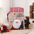 Linen Christmas drawstring gift bag featuring Santa Claus and Merry Christmas embroidery - Cartoon Drawstring Bag Santa Claus