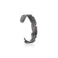 Adjustable retro silver feather bangle in stainless steel for a minimalist vintage look - Antique Silver