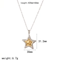 Detailed view of layered star pendant showing exact size and 420mm chain length specs - Necklace Style TN60158-M