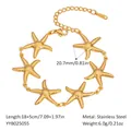 Detail of golden starfish bracelet links in stainless steel with 20.7mm charm diameter - Starfish (YYB025055)