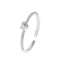 Anello regolabile in argento intrecciato con un dettaglio a forma di cuore 3D da donna - Bianco K (Cuore Intrecciato)