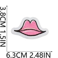 Pink lips embroidered patch with dimensions 6.3cm width and 3.8cm height for clothing - No.13-Lip Shape