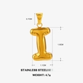 Polished gold stainless steel chubby letter I pendant for personalized jewelry DIY - Letter I - Gold