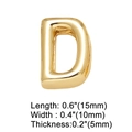 Macro view of gold-plated letter D pendant with detailed 15mm length measurement - Letter D