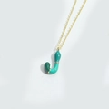 Golden necklace with a J-shaped enamel pendant featuring a green gradient design - Letter J