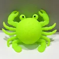 Détail macro d'un jouet crabe en silicone vert fluo avec des motifs de fossettes sensoriels - Crabe Vert