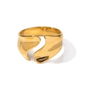 Verstelbare gouden roestvrijstalen ring met een trendy gestroomlijnd breed bandontwerp - Verstelbaar Open / Goud