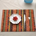 Bohemian geometric linen placemat with colorful patterns for rustic table decor - Ethnic Style No.1
