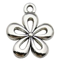 Pendentif fleur argentée à cinq pétales évidés pour la création de bijoux DIY - 1 Pièce Fleur 13x17mm