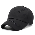 Classic black baseball cap featuring black 3D star embroidery and pineapple fabric - Black with Black Embroidery