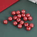 Perles en bois rouges de 16mm avec flocons argentés pour décorations de Noël DIY - Rouge avec flocon de neige