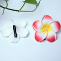 Plumeria hair clip with pink gradient petals and a pearl center on a clean surface - Red Flower Head + Pearl + Clip [4cm]