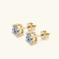 Classic 925 sterling silver six-prong moissanite stud earrings in elegant gold finish - 0.5ct+0.5ct / Gold-4 Prong