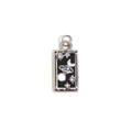 Silver rectangular Tarot 'The World' pendant with black enamel and crystal stars - Steel-The World