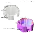 Detail view of flower-shaped silicone mold and coaster storage box with dimensions - Flower Coaster Storage Box Mold (D5431)