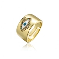 Adjustable 18K gold plated evil eye ring with colorful micro-set cubic zirconia stones - Multicolor Micro-paved Evil Eye