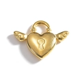 Détail d'un pendentif cadenas en forme de cœur plaqué or 18 carats avec ailes - Or-Serrure Coeur avec Ailes