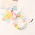 Rainbow sunflower keychain with colorful beads and love heart charm for bags - Rainbow (Q995-2)
