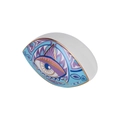 Oval ceramic evil eye decor piece with colorful geometric patterns and gold trim - Morocco Style C