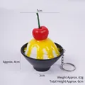 7cm artificial fruit ice bowl model with yellow jam topping and metal keychain ring - Keychain / Diameter 7cm / Red Cherry