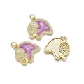 Set van drie vergulde olifant hangers met paarse glitters en witte zirkonia steentjes - Sterreanpaars