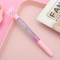 Pink cat-themed quicksand gel pen with sparkly glitter and clear barrel for students - Cat Pink