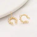 Pendientes de cuentas doradas 14K en forma de C con lazos para creación de joyas - 1 Par (2 piezas) / Oro de 14K