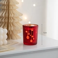 7cm Red frosted glass Christmas candle holder with golden snowflake patterns - Style E / Red